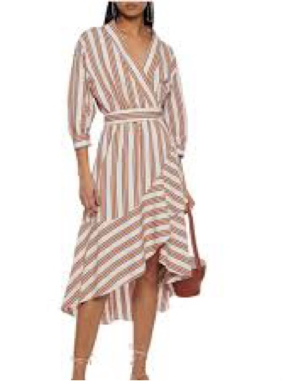 ba&sh Pink, Black and Brown Striped Dress